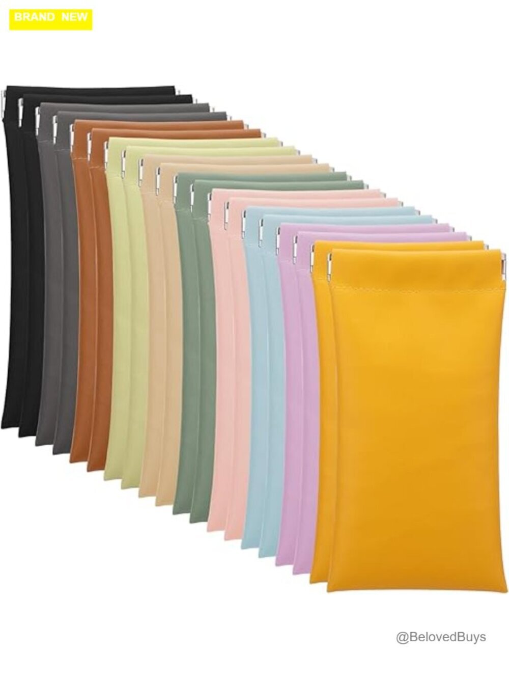 20 Pack PU Leather Sunglasses Case Pouch with Squeeze Top Closure
